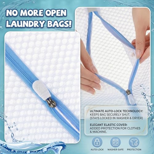 Junkin 40 Pack Honeycomb Mesh Laundry Bags 12x16 Inch Reusable Delicate Wash Bags with Anti-rust Zippers Durable Washing Machine Bag for Bras, Lingerie, Socks, Baby Clothes