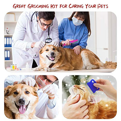 GUBCUB Pets Grooming Comb Kit for Small Dogs Puppies For Tear Stain Remover, 2-in-1 with Round Teeth to Remove Knots Crust Mucus - style: Pet Combs