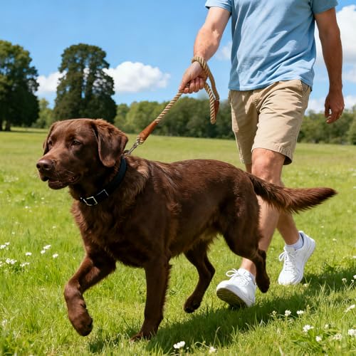 BTINESFUL 3/5/10ft Braided Rope Cotton Dog Leash for Large Medium Dogs - color: brown, size: 3 Foot (Pack of 1)