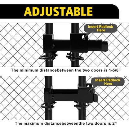 Chain Link Commercial Strong Arm Double Gate Latch 1-5/8" Thru 2" - color: Black