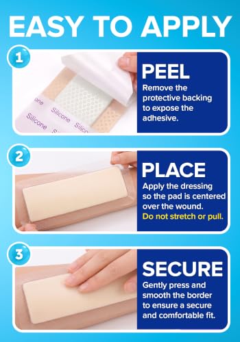 40Pcs Silicone Foam Dressing | 2x5 Bed Sore Bandages | Wound Care FSA&HSA - size: 2x5 40ct
