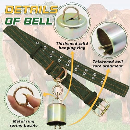 59 Inch Heavy Duty Adjustable Cow Collar with Anti-Lost Cow Bell - size: 59 Inch