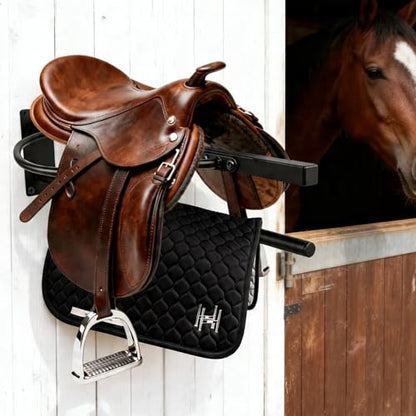 4 Pack Saddle Rack with Pad Bar, Wall Mounted Horse Saddle Stand | Heavy Duty Saddle Rack Detachable for English & Western Saddles, Saddle Pad Rack for Horses Blanket, Accessories Storage