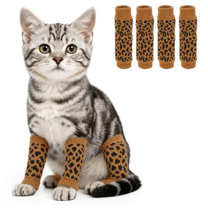4 PCS Dog Front Leg Sleeve Rear Legs to Stop Licking Scratching Wound - color: Leopard Print, size: S-Leg Girth: 2.04in