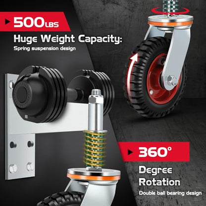 6 Inch Heavy Duty Fence Gate Wheel 500lb Capacity for Metal Tube Gates | 360 Degree Rotation Spring Loaded Caster Includes Screws and Screwdriver Durable Wheel for Smooth Gate Operation (Silver) - size: 6INCH SILVER