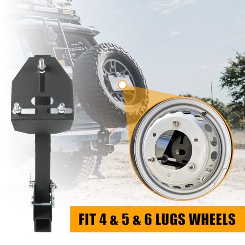 Spare Tire Hitch Mount Compatible with 4 & 5 & 6 Lugs Trailer Wheels