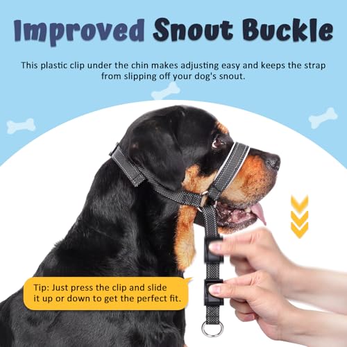 BARKLESS Dog Head Collar, Soft No Pull Head Halter with Safety Link - size: M (Snout 8¼”-10”)
