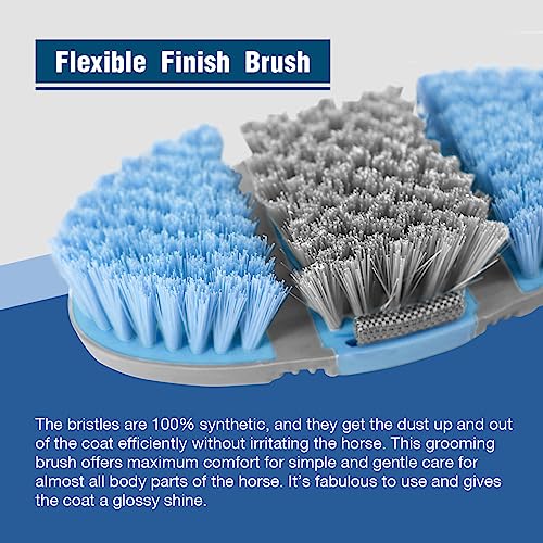 Harrison Howard Flexible Finish Horse Grooming Brush - Bendable, Comfortable Hold, Light Blue - color: Light Blue