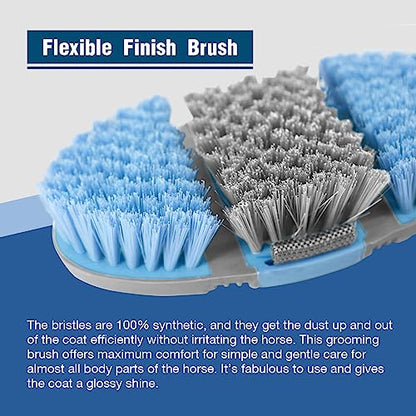 Harrison Howard Flexible Finish Horse Grooming Brush - Bendable, Comfortable Hold, Light Blue - color: Light Blue