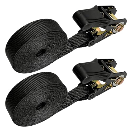 2 PCS Endless Ratchet Tie Down Straps, 1 Inch x 20 Ft Ratcheting Securing Strap with Track Spring Fittings, 1764lbs Heavy Duty Cargo Tie Down Straps for Motorcycle Trailer - color: 20 Ft