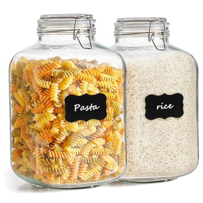 ComSaf Square Glass Jars with Airtight Lid 1.3 Gallon 2 Pack Large Canister - size: 1.3 Gal*2