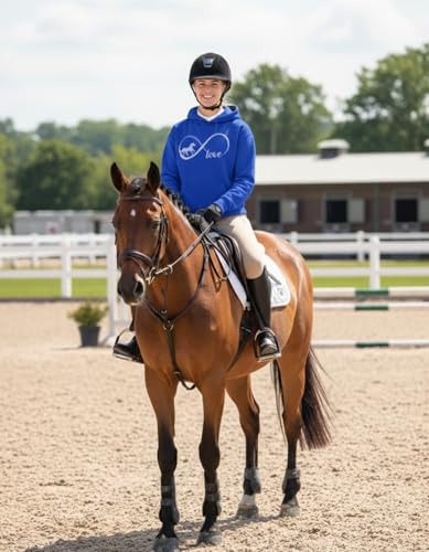 Tstars Infinity Love Horse Hoodie Women Teen Girls Equestrian Riding - color: Infinity / Royal, size: Small