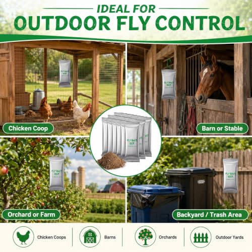 18 Pcs Fly Trap Refill Bulk 30g Outdoor Flying Insect Sticky Trap for House, Garden Backyard Ranch Horse, Blow Flies
