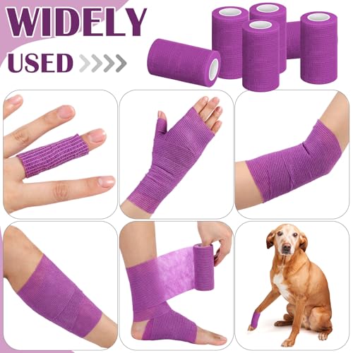 Treela 36 Pcs Self Adherent Bandage 4" X 5 Yard Wrap Breathable - color: Purple, size: 4" X 5 Yard
