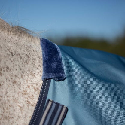 Equinavia Thunder 360 Detachable Neck Light Weight Turnout Blanket 100g - Bluestone Blue - 84 in - color: Bluestone Blue, size: 84 in