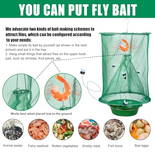8 Ranch Fly Traps Outdoor Hanging, Reusable Stable Horse Fly Catcher Cage - size: 8 pack