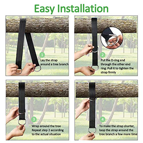 Safe Tree Swing Hanging Straps Kit, 3FT/10FT/15FT/20FT, Heavy Duty Holds 5500LBS Extra Long Adjustable Tree Swing Straps, Easy & Fast Way to Hang Any Swing or Hammock(20 FT) - color: black, size: 20FT