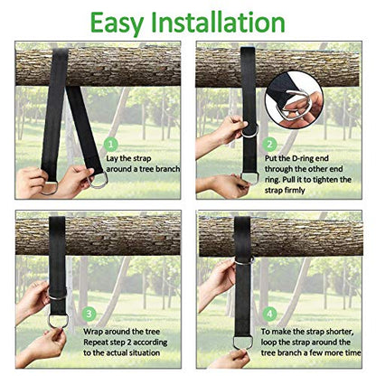 Safe Tree Swing Hanging Straps Kit, 3FT/10FT/15FT/20FT, Heavy Duty Holds 5500LBS Extra Long Adjustable Tree Swing Straps, Easy & Fast Way to Hang Any Swing or Hammock(20 FT) - color: black, size: 20FT