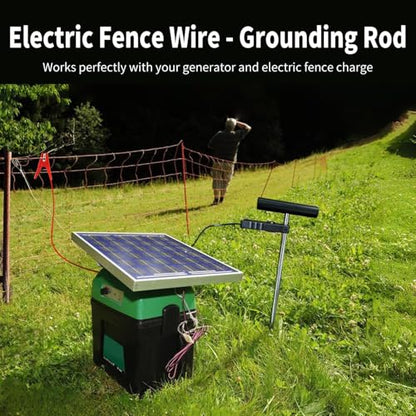 24in Ground Rod, Alligator Clip Lead Wire for Solar Fence Charger & Generator - size: 24