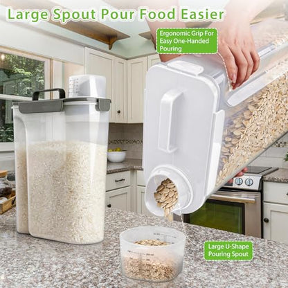 Viretec Rice Storage Container, 15 to 20lb Dry Food Airtight Dispenser, Pet Dog Cat Food Canister, BPA Free Clear Plastic Kitchen and Pantry Organization Bin for Oatmeal, Cereal, Pasta, Flour White - color: 10L/White