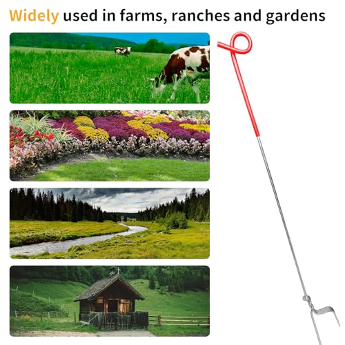 AggFencer Pig Tail Step-in Fence Post, 41 Inches Stainless Steel 30Pack | for Garden and Farm and Livestock, Ideal for Electric Metal Fence Posts Red - size: 41 inch-30 pack