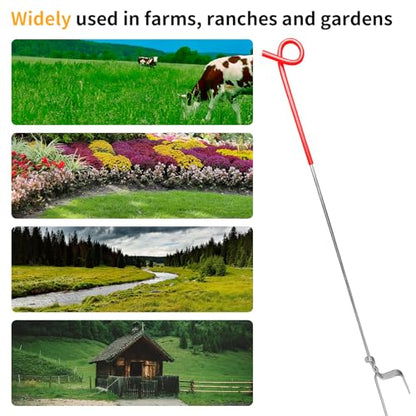 AggFencer Pig Tail Step-in Fence Post, 41 Inches Stainless Steel 30Pack | for Garden and Farm and Livestock, Ideal for Electric Metal Fence Posts Red - size: 41 inch-30 pack