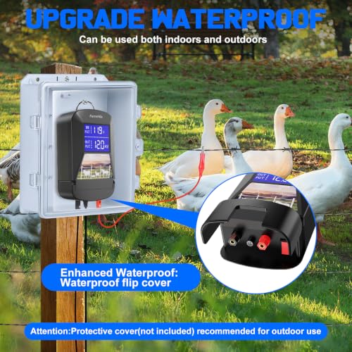Electric Fence Charger, 15-Mile 12KV 3J for Livestock Protection - color: Black