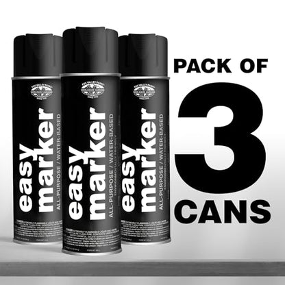 Fox Valley Easy Marker Inverted Spray Paint 16oz Pack of 3, Black - color: Black