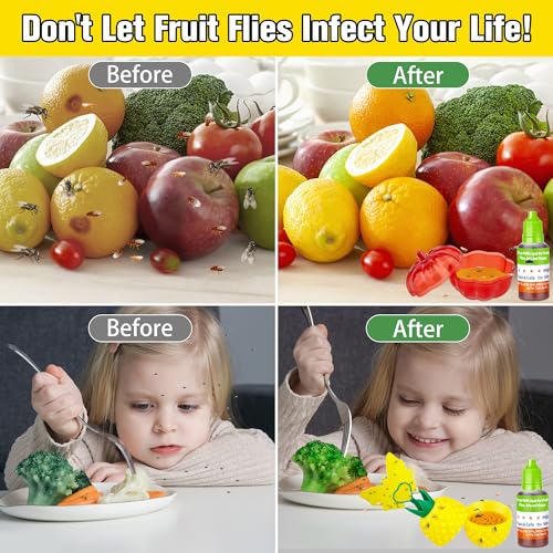 Fruit Fly Trap Refill Liquid, Gnat Killer&Fruit Fly Catcher Bait Refill, - color: Green, size: 4