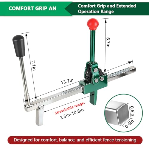 Chain Link Fence Stretcher Tool Heavy Duty Fence Puller Stretcher Barb Wire Tightener for Woven Wire Fence Extended Base Design Easy Operation for Fixing Fences on Farms Pastures and Garden Barriers