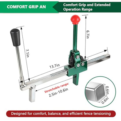 Chain Link Fence Stretcher Tool Heavy Duty Fence Puller Stretcher Barb Wire Tightener for Woven Wire Fence Extended Base Design Easy Operation for Fixing Fences on Farms Pastures and Garden Barriers