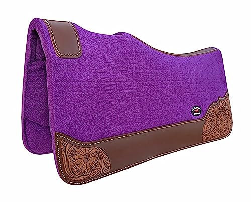 Horse 32"x30" Western Contoured Wool Felt Therapeutic Saddle Pad 39252 - color: Purple