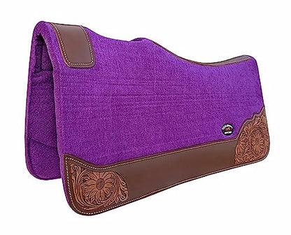 Horse 32"x30" Western Contoured Wool Felt Therapeutic Saddle Pad 39252 - color: Purple