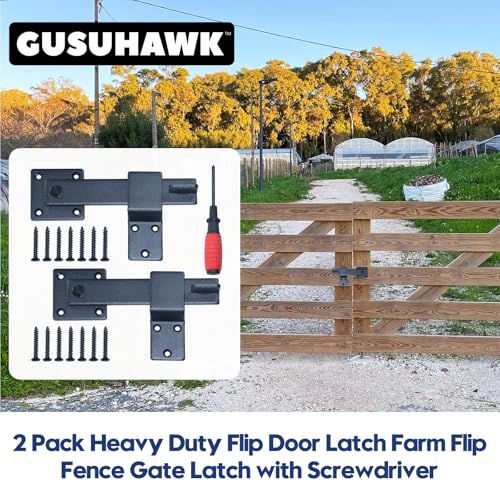 2 Pack Heavy Duty Barn Door Latch, Gate Latch for Wooden Fence