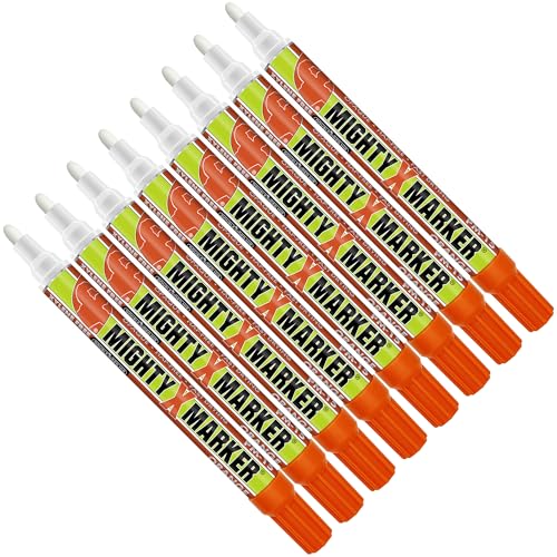 PM-15 Industrial Paint Marker - Xylene Free Permanent Paint Pens for Metal, Glass & Non-Porous Surfaces - 10ml - 2.3mm Bullet Tip - Quick Dry, High Opacity - 8 Pack (Orange) - color: Orange