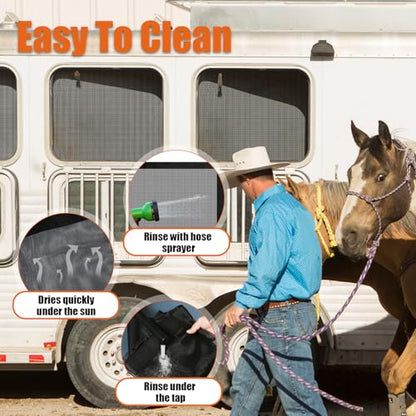 Horse Trailer Window Screen with Hook and Loop, Horse Trailer Accessories to Protect the Horse's Eyes and Ears from Bugs and Debris and Enhances Air Circulation - style: 1 Pack