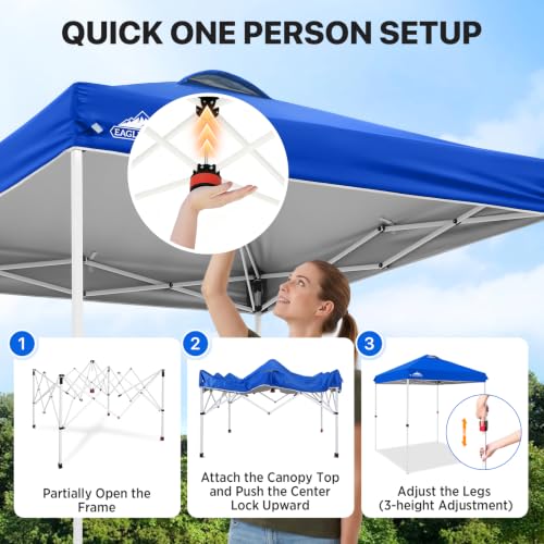 EAGLE PEAK 6.6x6.6 Pop Up Canopy Tent Easy Up Canopy Outdoor, Blue - color: Blue, size: 6.6x6.6
