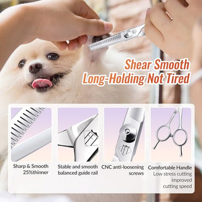 Dog Grooming Scissors: 4.75" Pet Thinning Shears Made Of Advanced Stainless Steel Alloy for Trimming Dogs Cats and Other Pets Face and Paws - style: Thinning