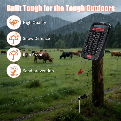 5 Miles Solar Electric Fence Charger with Short Circuit Alarm,0.11J Powered - size: GOR11 (5M0.11J)