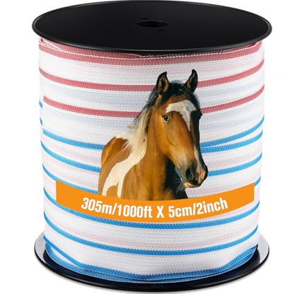 1 Roll 2 Inch x 1000 ft Electric Fence Tape Polytape - color: White, size: 2 Inchx 1000 ft