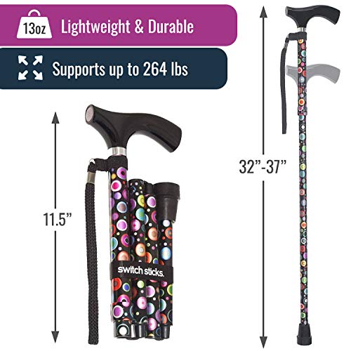 Switch Sticks Folding Walking Cane For Women & Men - color: Bubbles
