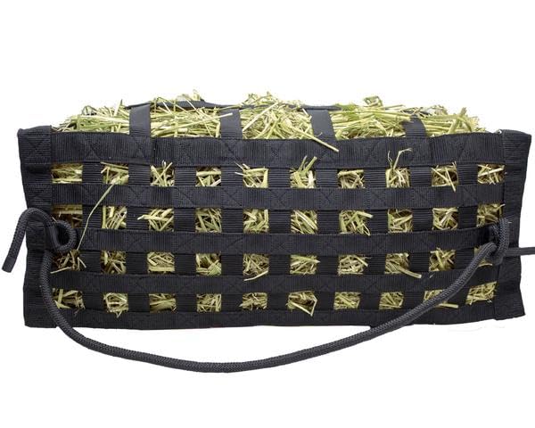 Derby Originals Scratchless Slow Feeder Horse Hay Bag with Super Tough Bottom and 6 Month Warranty (Black with Turquoise Trim) - color: Black with Turquoise Trim