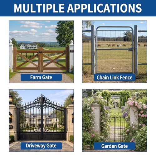 TamBee Heavy Duty Gate Hinges for Metal Wood Fence, 304 Stainless Steel 600LB, Bolt-On Weld-On Outdoor Farm Barn Shed Driveway Chain Link Fence Parts with Screws, 2 Pack Black