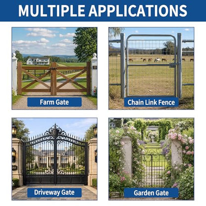 TamBee Heavy Duty Gate Hinges for Metal Wood Fence, 304 Stainless Steel 600LB, Bolt-On Weld-On Outdoor Farm Barn Shed Driveway Chain Link Fence Parts with Screws, 2 Pack Black