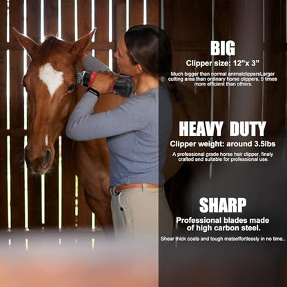 Horse Clippers,600W Professional Electric Horse Grooming Kit, Shaving Equine Clippers for Horses Goat Cattle Large Thick Coat Animals,6 Speeds Heavy Duty Farm Livestock Haircut Trimmer - size: HorseClippers
