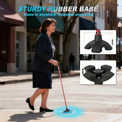 Travel Walking Cane,‌1.36 lb,15.75" Folded,Under 5'9",Red - color: Basic Red Cane(30.31-37.40in)