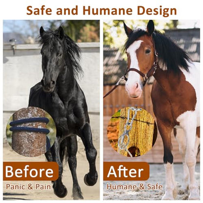MAQUITA Horse Tie Ring, Safe Tie Horse Supplies, Humane Way Tie Ring, Magnetic Ring for Tying and Retracting, Helps Horse Pull Back and Releases Stress from The Horse