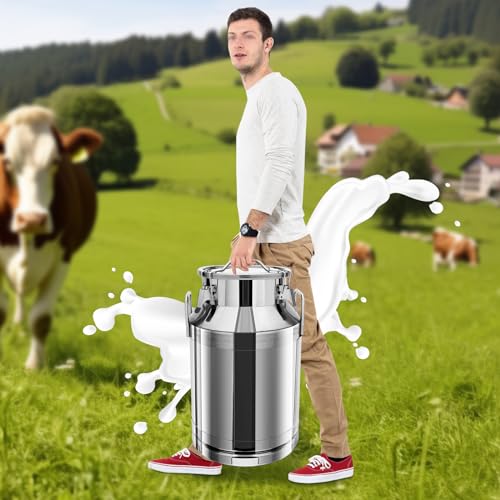 30L/8 Gallon Stainless Steel Milk Can,Heavy Duty Milk Jug Milk Bucket Wine Pail Bucket Bottle Stainless Steel with Sealed Lid for Milk and Wine Liquid Storage (40L/10.57 Gallon) - size: 40L/10.57 Gallon
