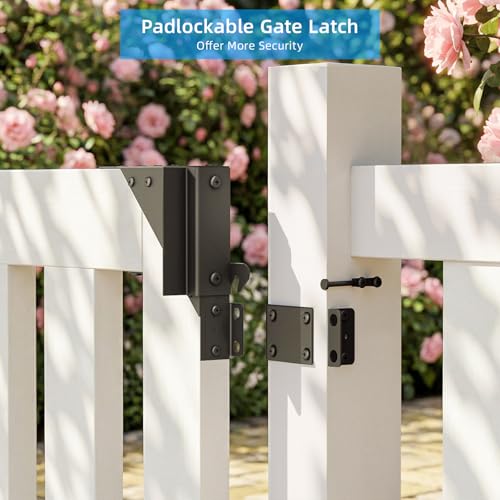 Sliding Gate Hardware Kit, Heavy Duty Fence Gate Kit with Roll Wheels, Universal Fit for 1" to 2" Thick Wood Fence Gates, Anti-Sag Corner Frame Brackets, Smooth Rolling, Easy DIY Installation