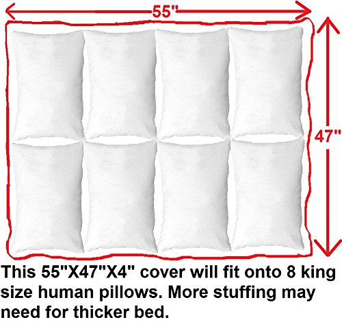 Dogbed4less DIY Durable Blue Denim Pet Bed External Duvet Cover and Waterproof Internal Case for 55"X47"X4" Jumbo Dog Bed - Replacement Covers only - size: 55"X47"X4" Jumbo